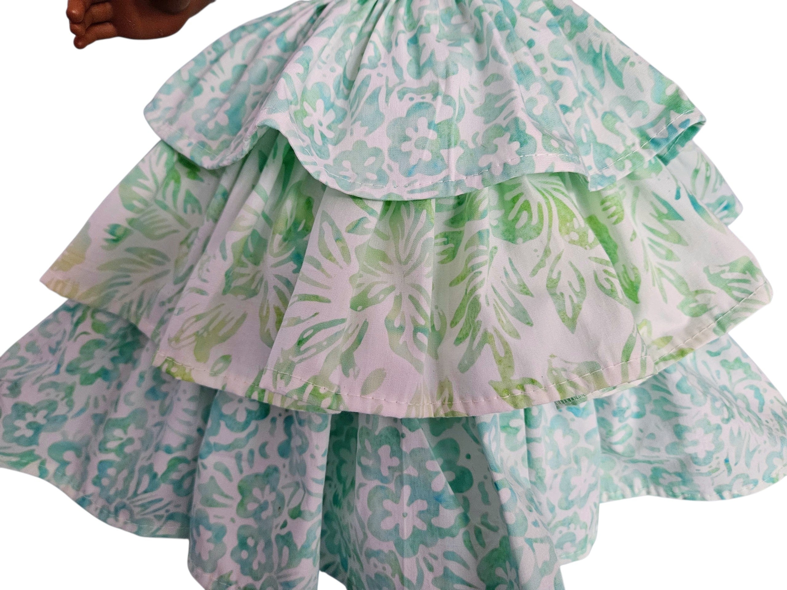 18 inch doll Pastel Green Floral Ruffled Gown