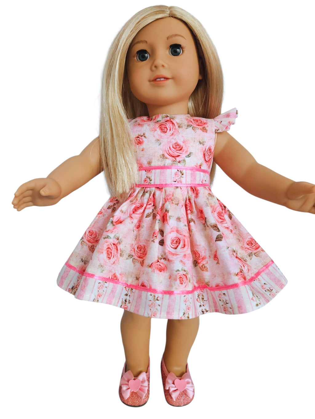 18 inch doll clothes Pink Roses Floral Dress American girl Handmade