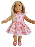18 inch doll clothes Pink Roses Floral Dress American girl Handmade