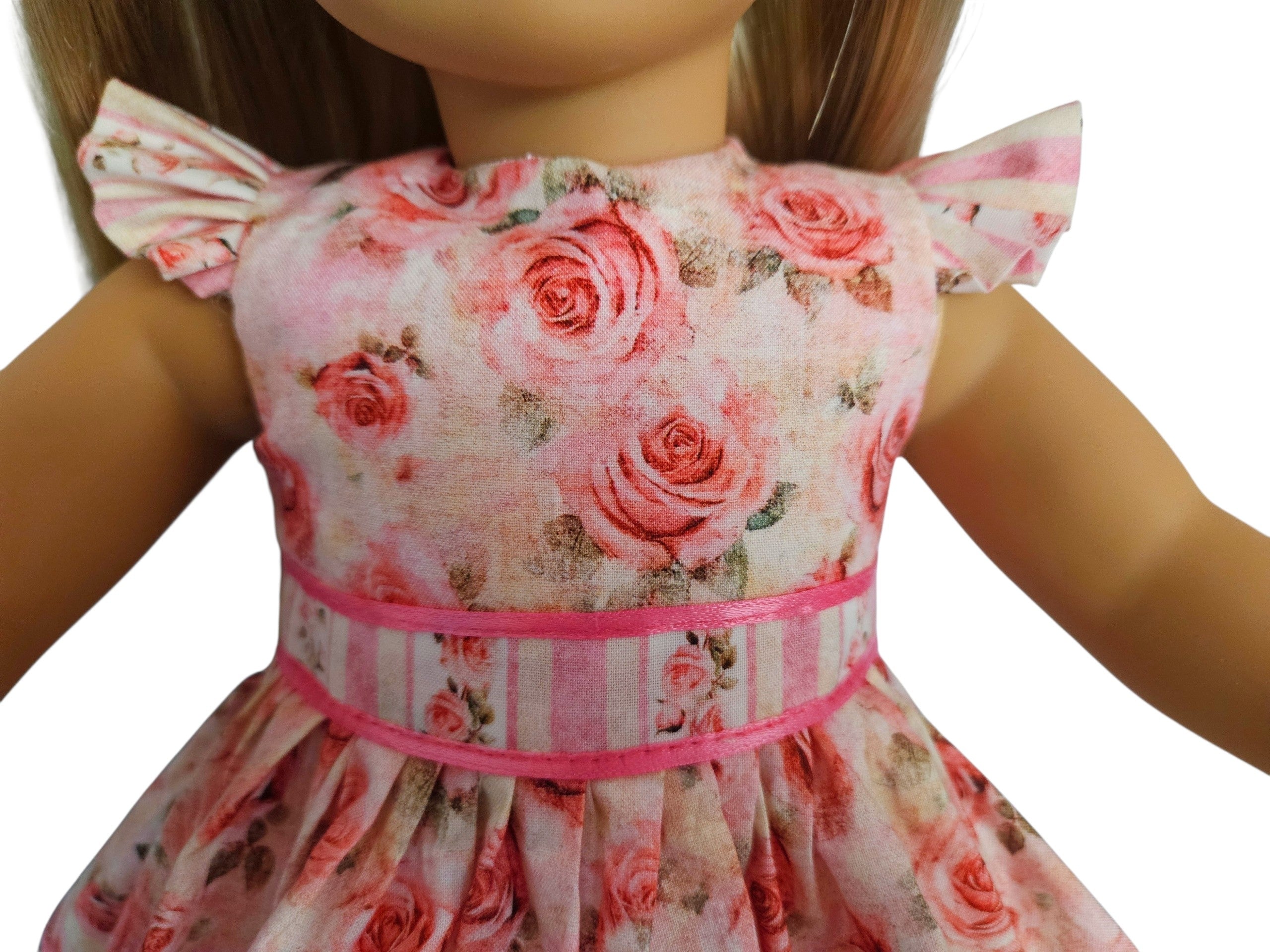 18 inch doll clothes Pink Roses Floral Dress American girl Handmade