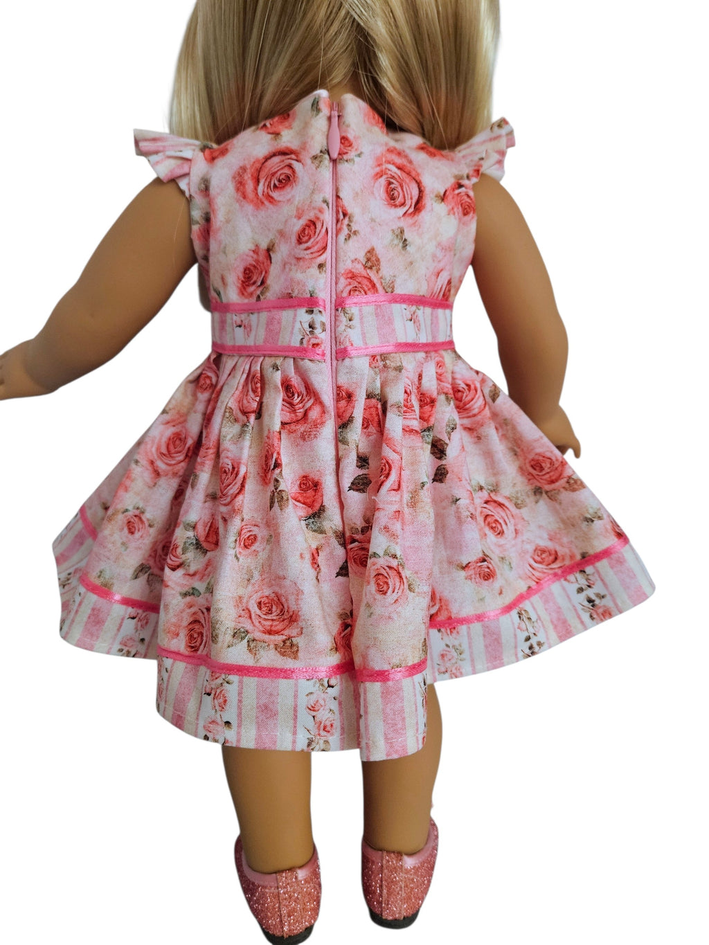 18 inch doll clothes Pink Roses Floral Dress American girl Handmade
