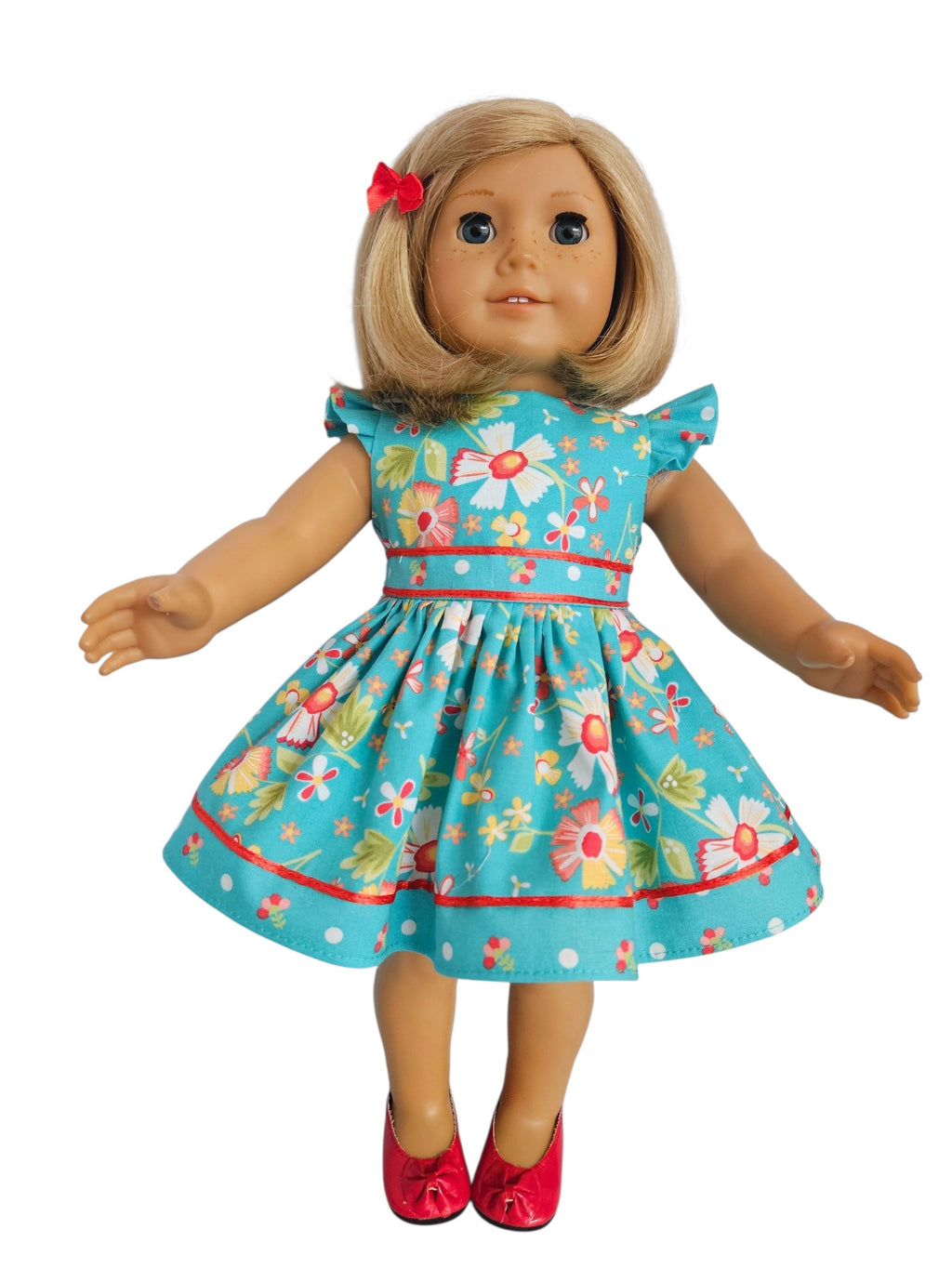 18 inch doll Clothes Pink Aqua Floral Dress American girl handmade