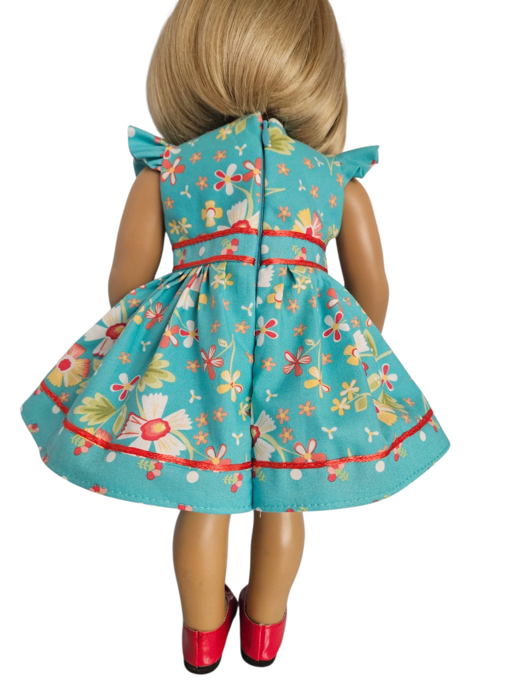 18 inch doll Clothes Pink Aqua Floral Dress American girl handmade