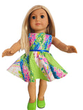 18 inch doll clothes Lime Green Swirl Dress American Girl Handmade