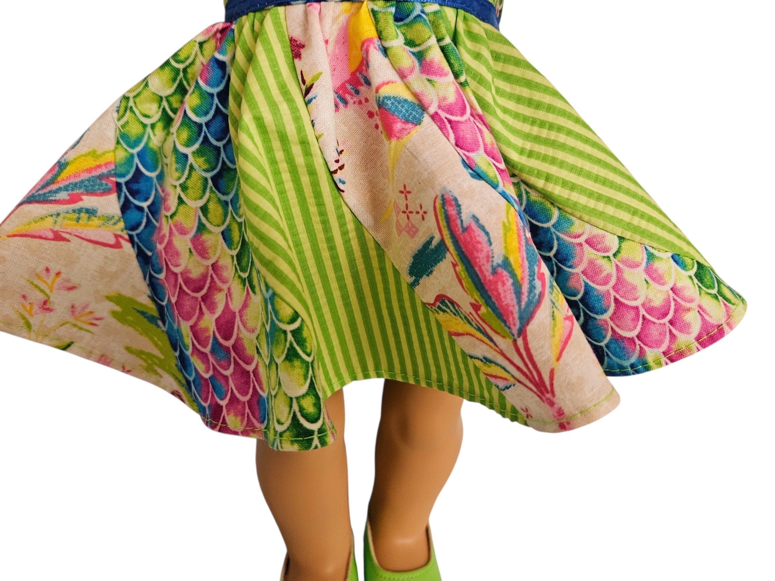 18 inch doll clothes Lime Green Swirl Dress American Girl Handmade