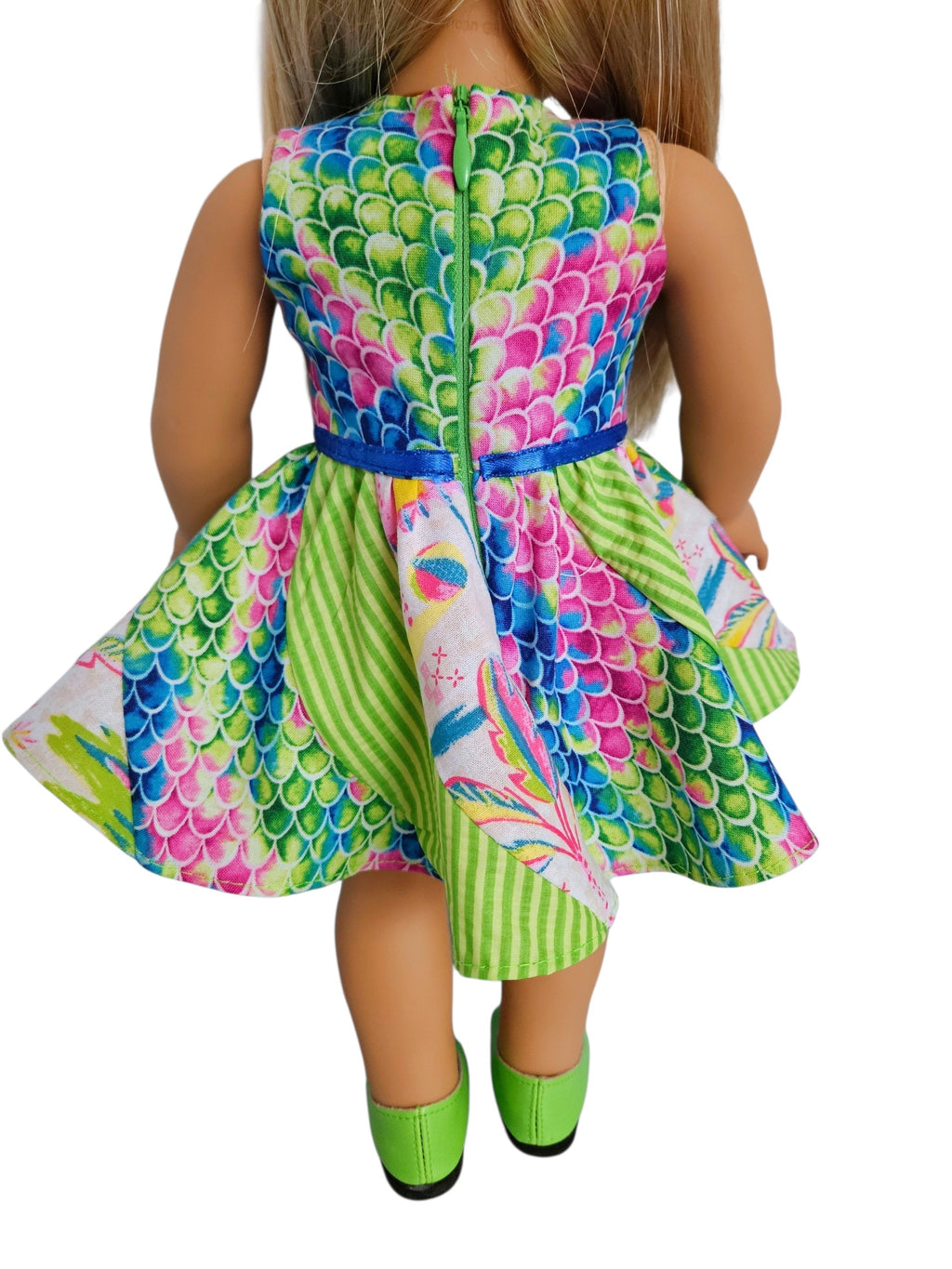 18 inch doll clothes Lime Green Swirl Dress American Girl Handmade