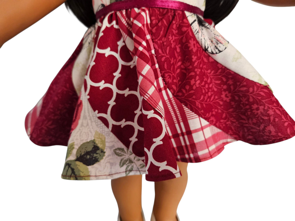18 inch doll clothes Burgundy Swirl Dress American Girl Handmade
