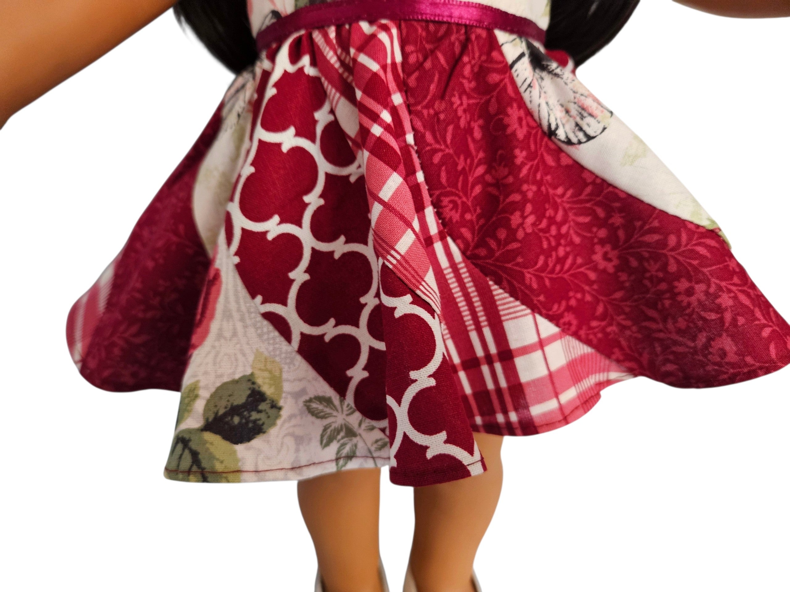 18 inch doll clothes Burgundy Swirl Dress American Girl Handmade