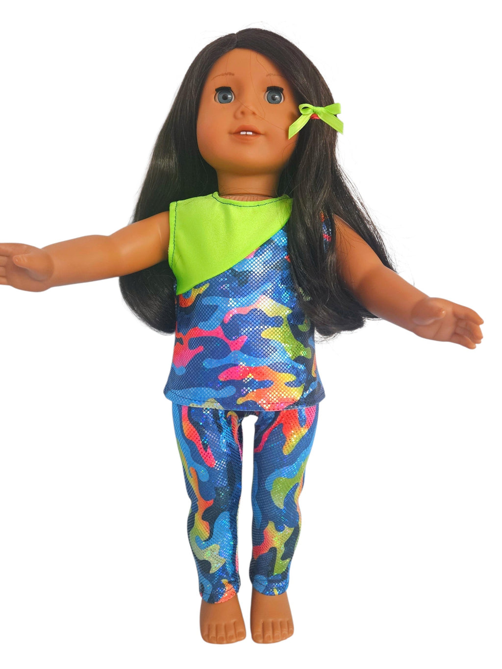 18 inch doll clothes Blue and Neon Green Top and Leggings American Girl Handmade