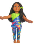 18 inch doll clothes Blue and Neon Green Top and Leggings American Girl Handmade