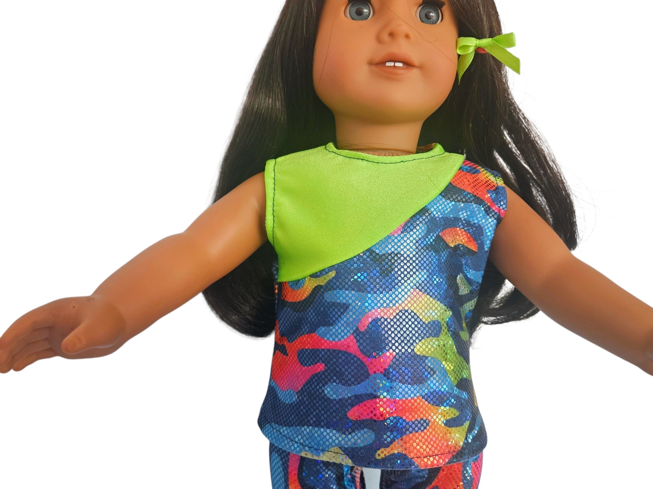 18 inch doll clothes Blue and Neon Green Top and Leggings American Girl Handmade