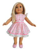 18 inch doll clothes Pink Roses Striped Dress American Girl Handmade