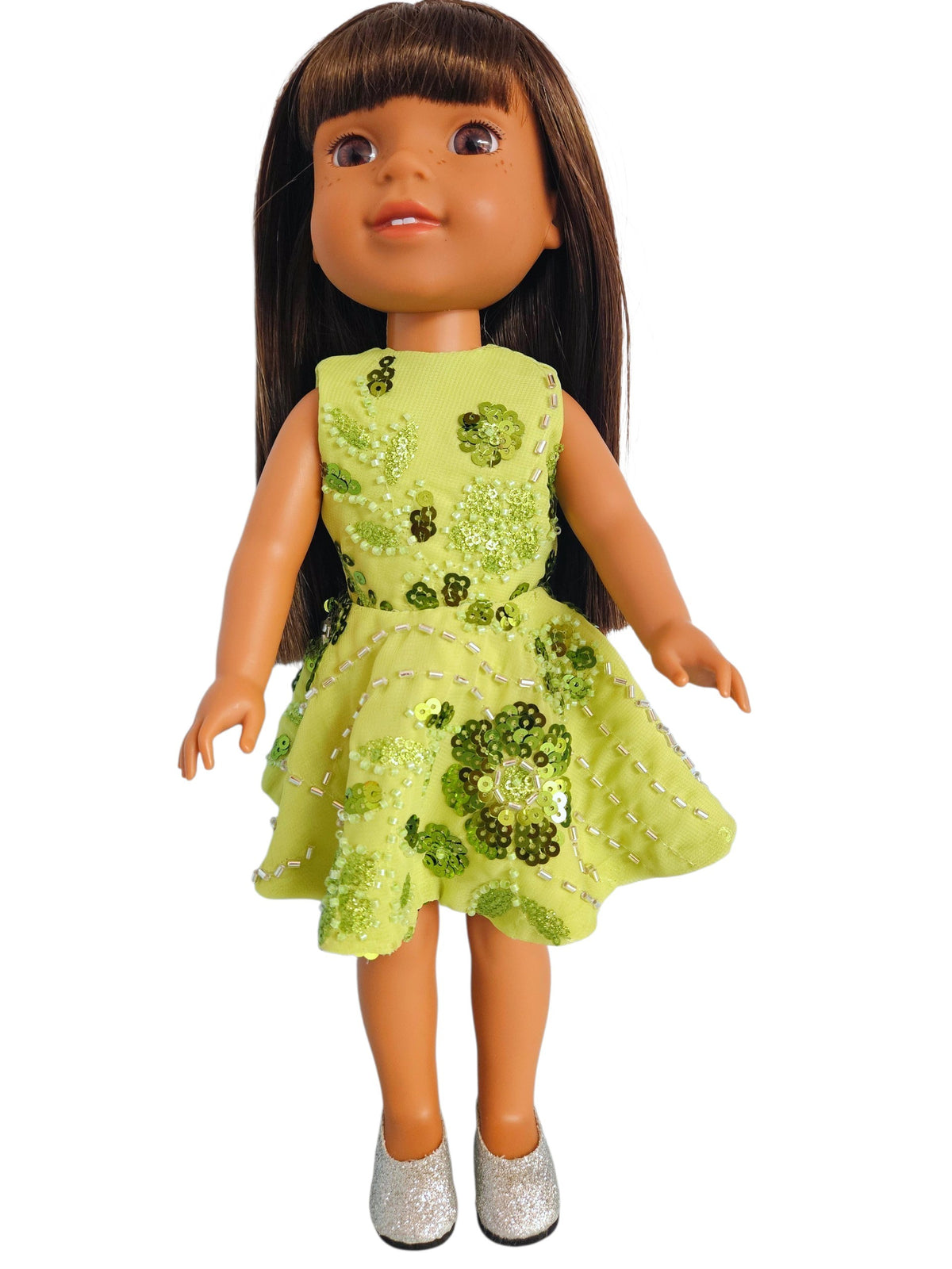 Wellie Wisher Doll Clothes Lime Green Sequin Dress