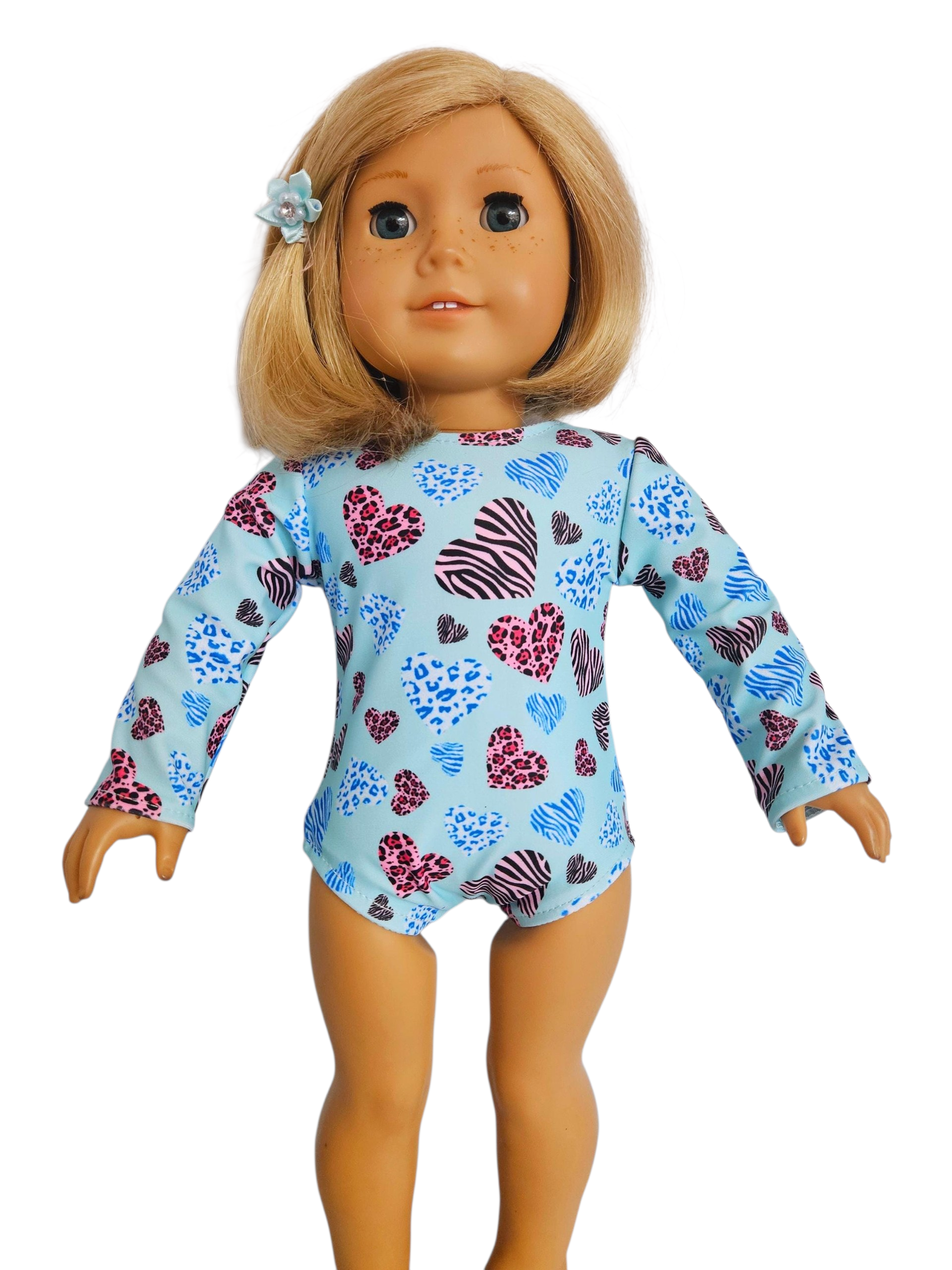 Animal Print Hearts Gymnastic Leotard/handmade/AG doll/18 inch doll - #153