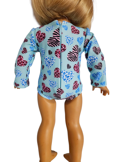 18 inch doll Blue Heart Leotard