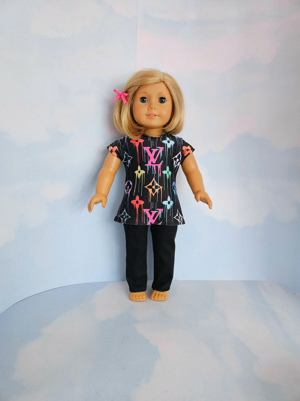 Black Designer Top and Pants/handmade/American girl/18 inch doll