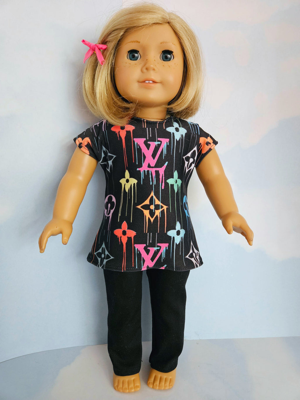 Black Designer Top and Pants/handmade/American girl/18 inch doll