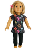 18 inch doll Black Leggings and Top