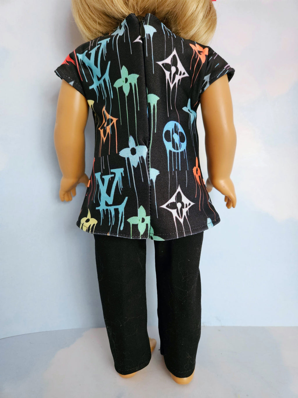 Black Designer Top and Pants/handmade/American girl/18 inch doll