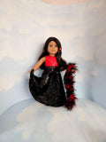 Black Velvet Red Sequin Gown and Boa/handmade/AG doll/18 inch doll