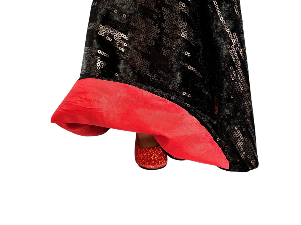 18 inch doll Red Black Velvet Gown & Boa #406