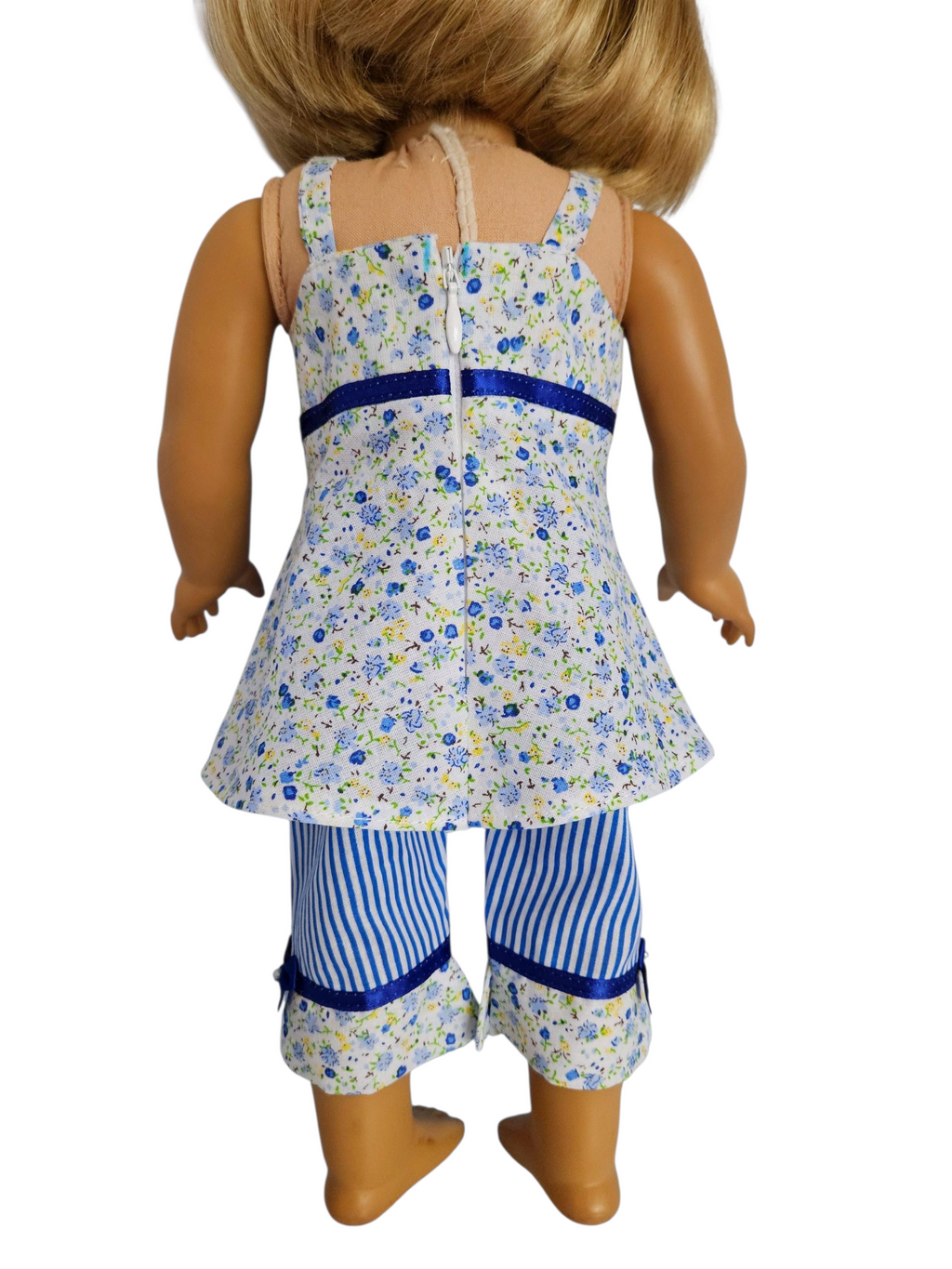 18 inch doll Blue Floral & Stripe Capri Outfit