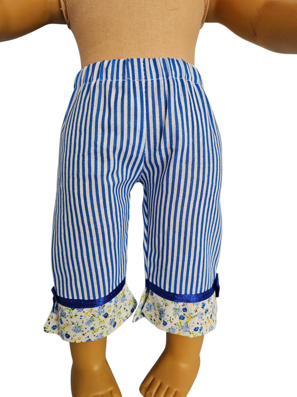 18 inch doll Blue Floral & Stripe Capri Outfit