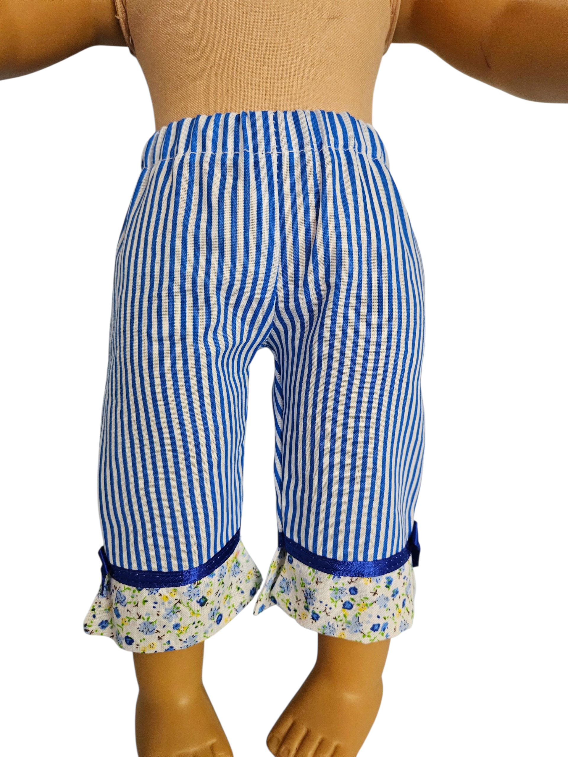 18 inch doll Blue Floral & Stripe Capri Outfit