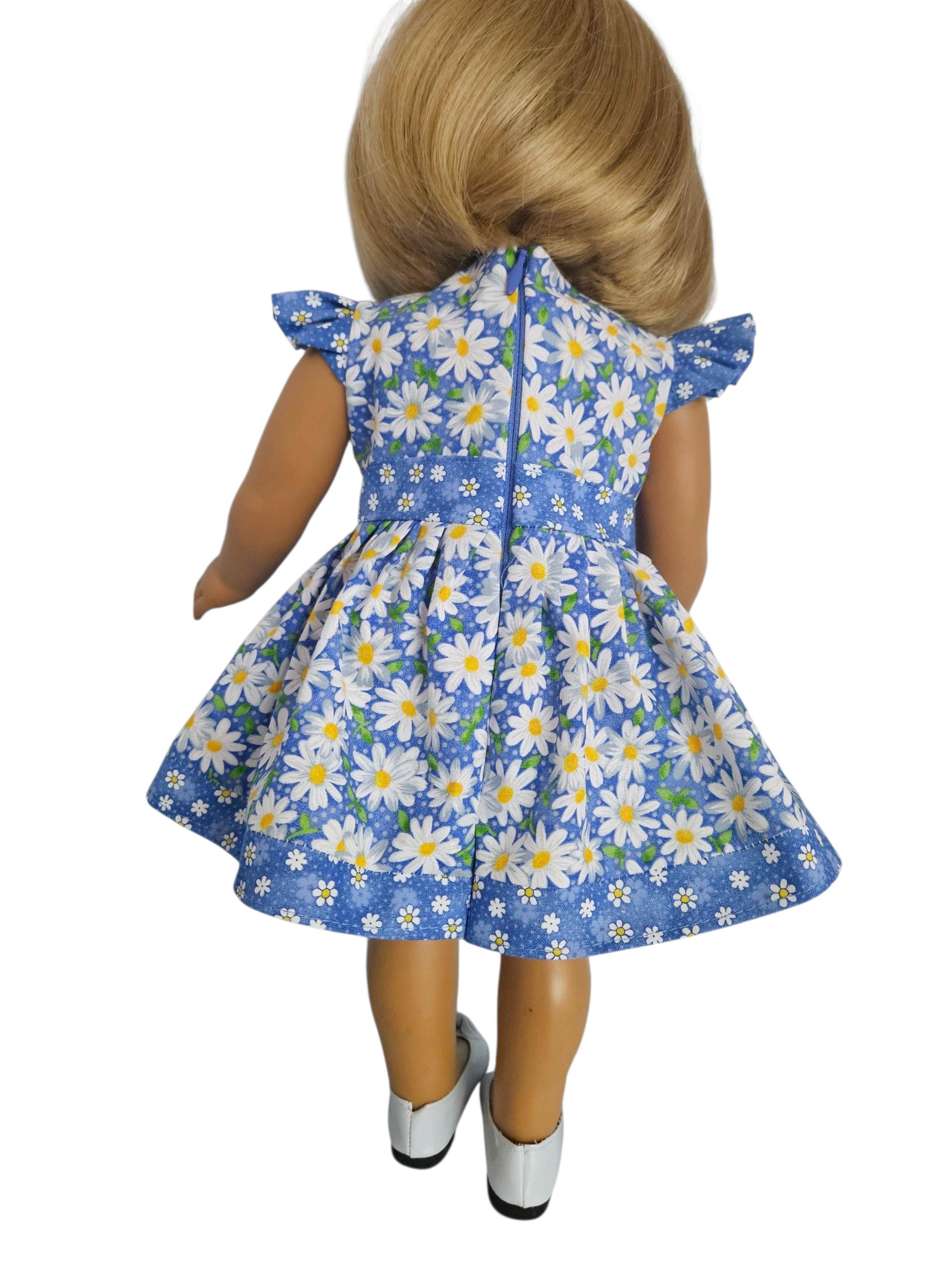 Blue Daisy Ruffled Dress/handmade/AG doll/18 inch doll - #103