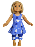 18 inch doll Blue Ice Cream Cone Capri Outfit
