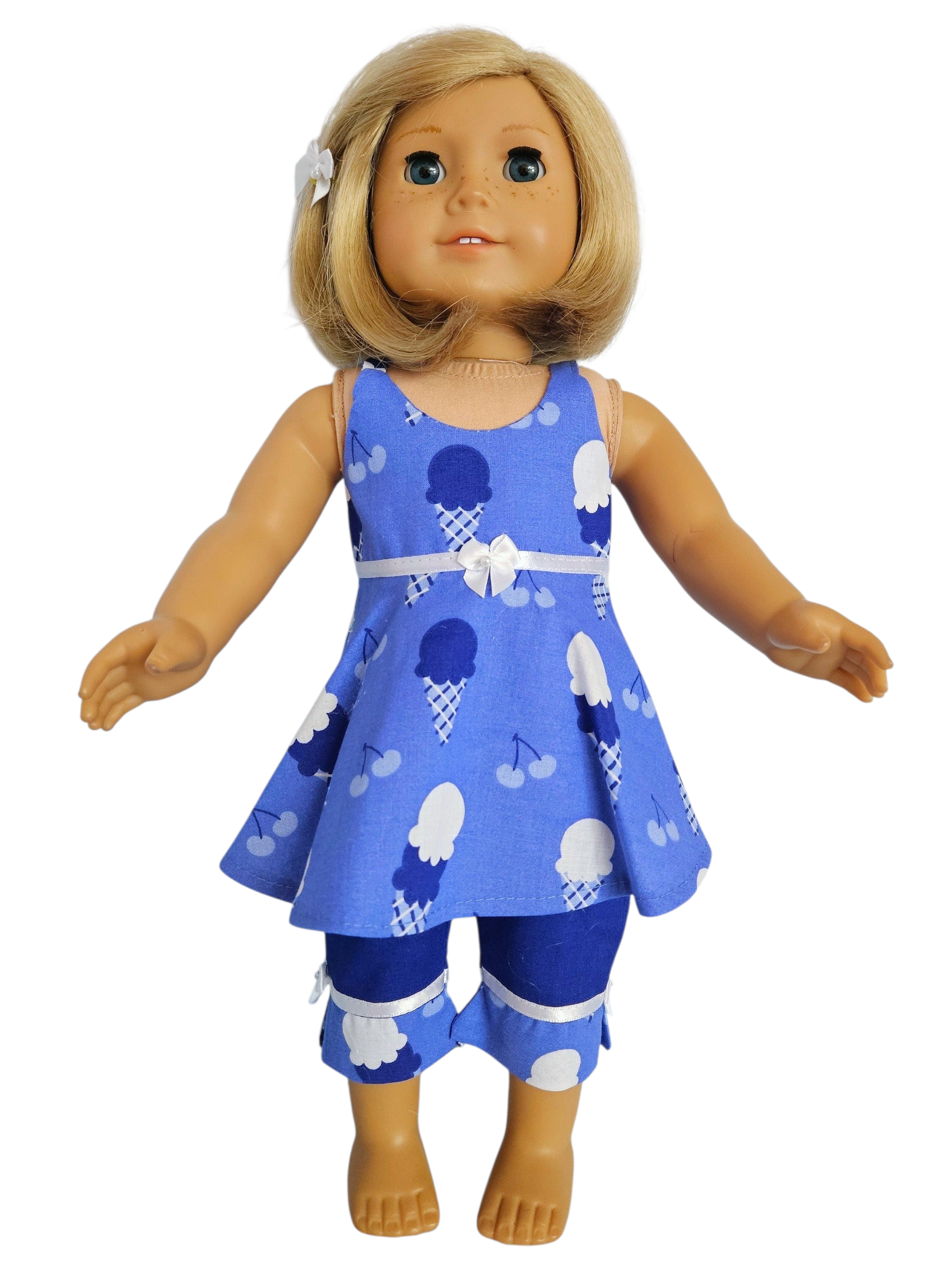 18 inch doll Blue Ice Cream Cone Capri Outfit