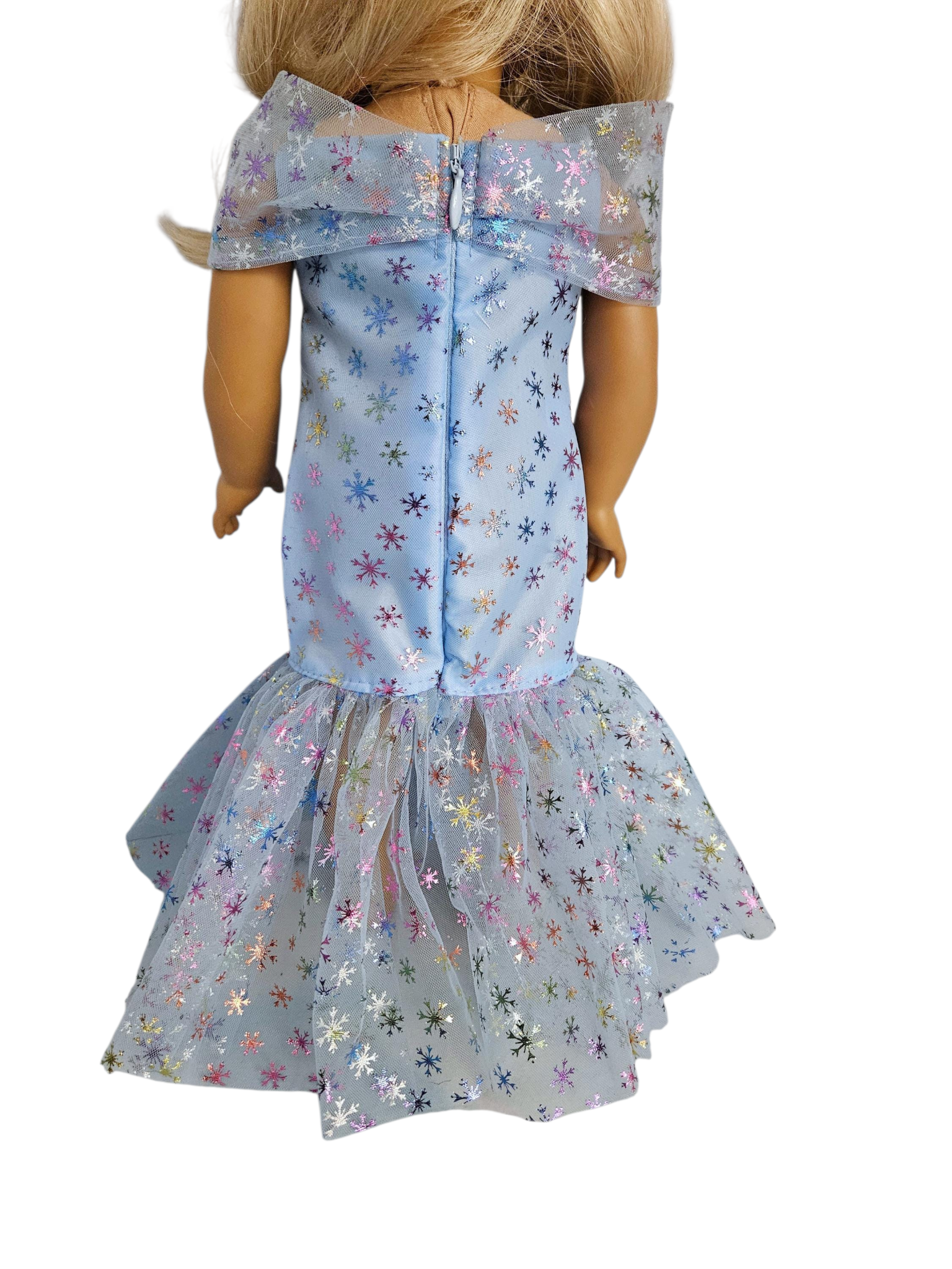 Blue Snowflakes Drop Waist Gown - handmade/18 inch doll/AG doll