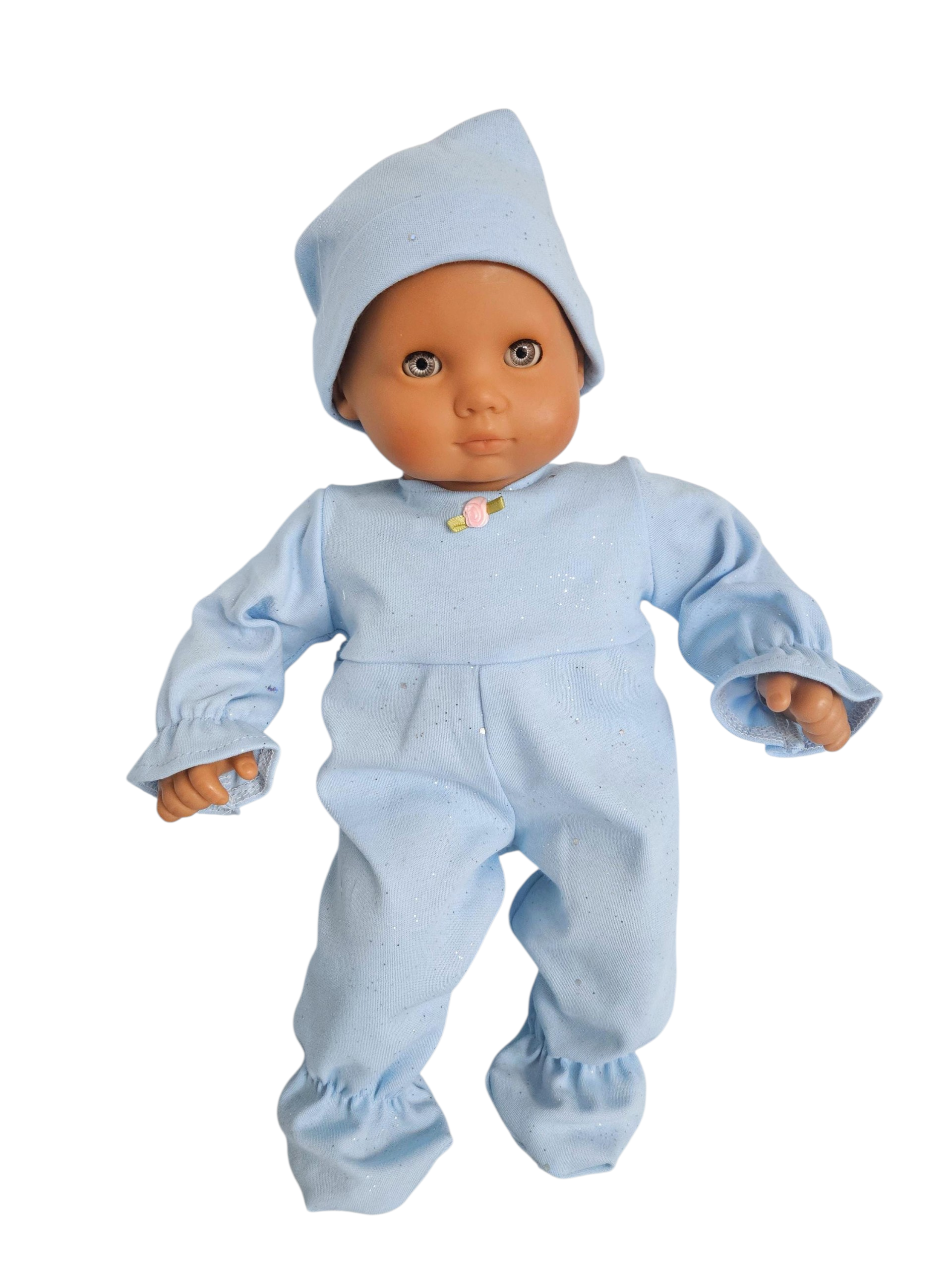Blue Sparkly Sleeper and Cap/handmade/Bitty baby