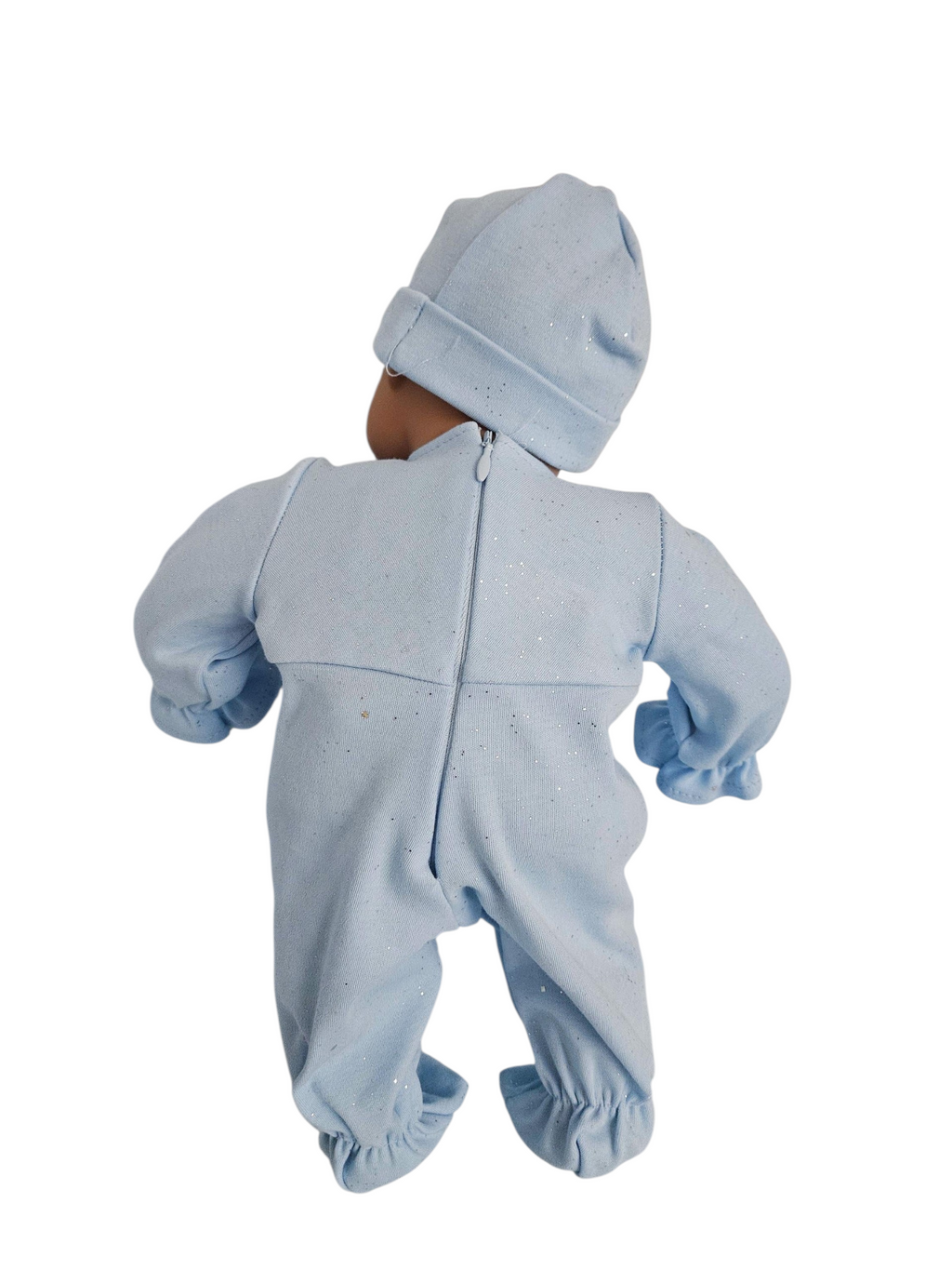 Blue Sparkly Sleeper and Cap/handmade/Bitty baby
