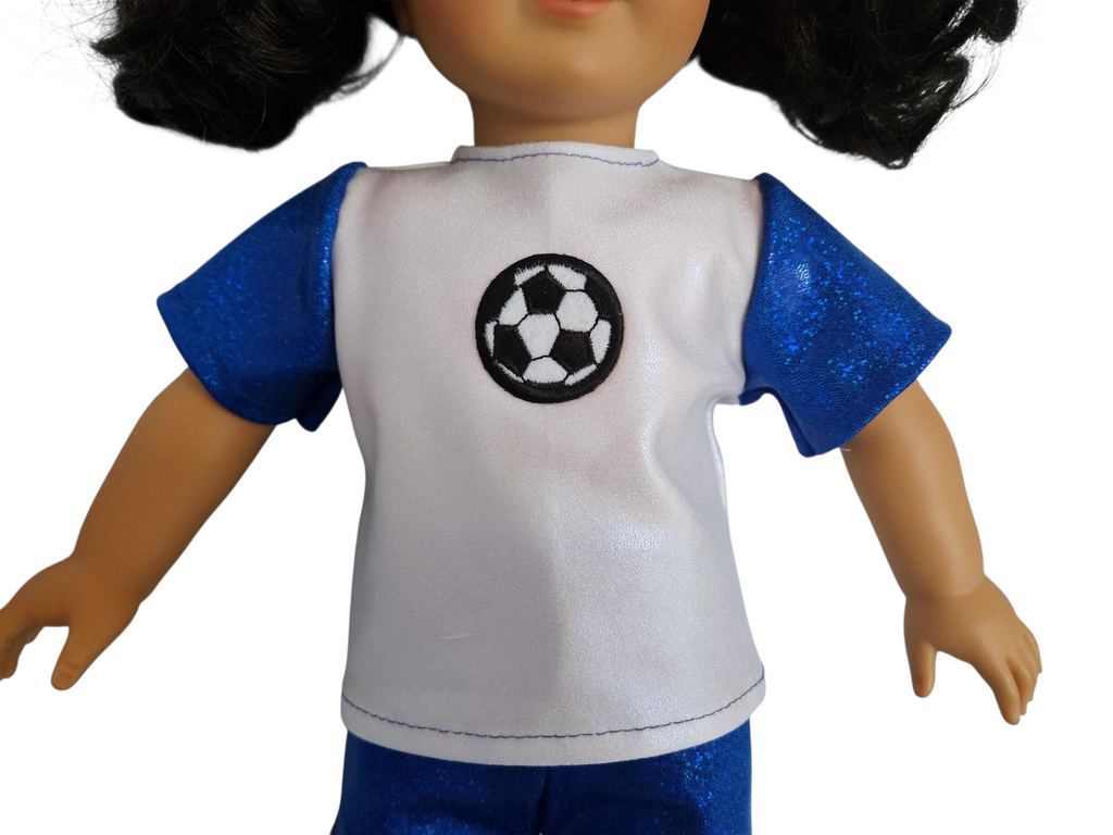 Blue White Soccer Top & Shorts/handmade/AG doll/18 inch doll