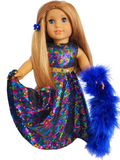 18 inch doll Multi Color Sequin Gown and Boa #505