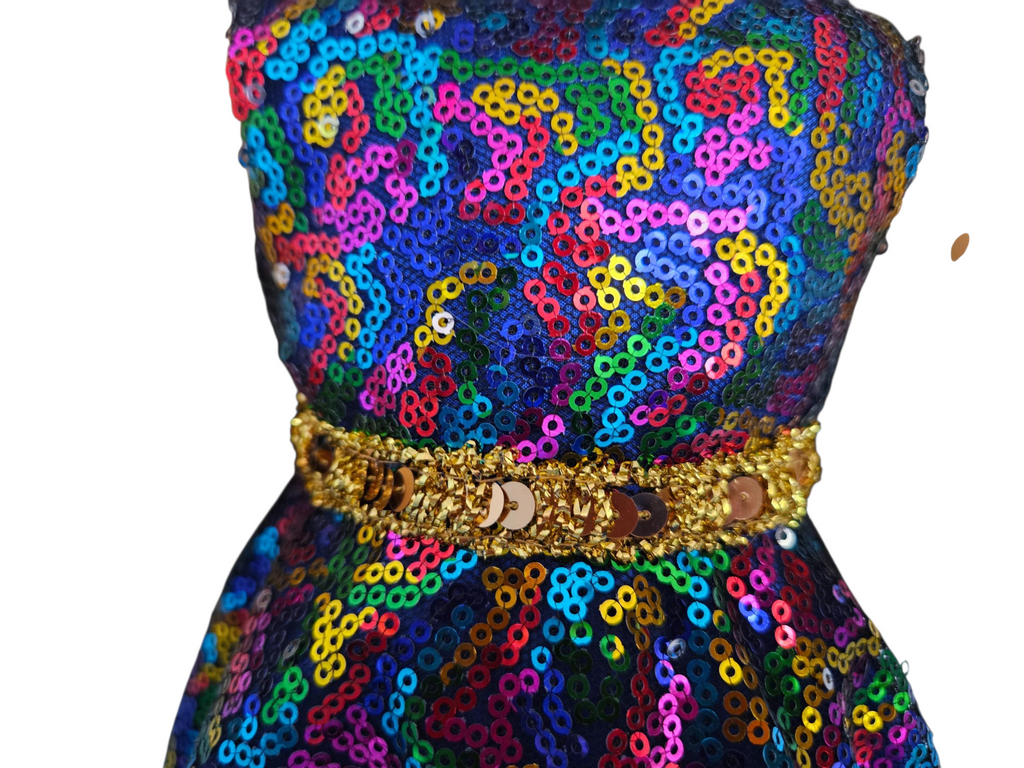18 inch doll Multi Color Sequin Gown and Boa #505