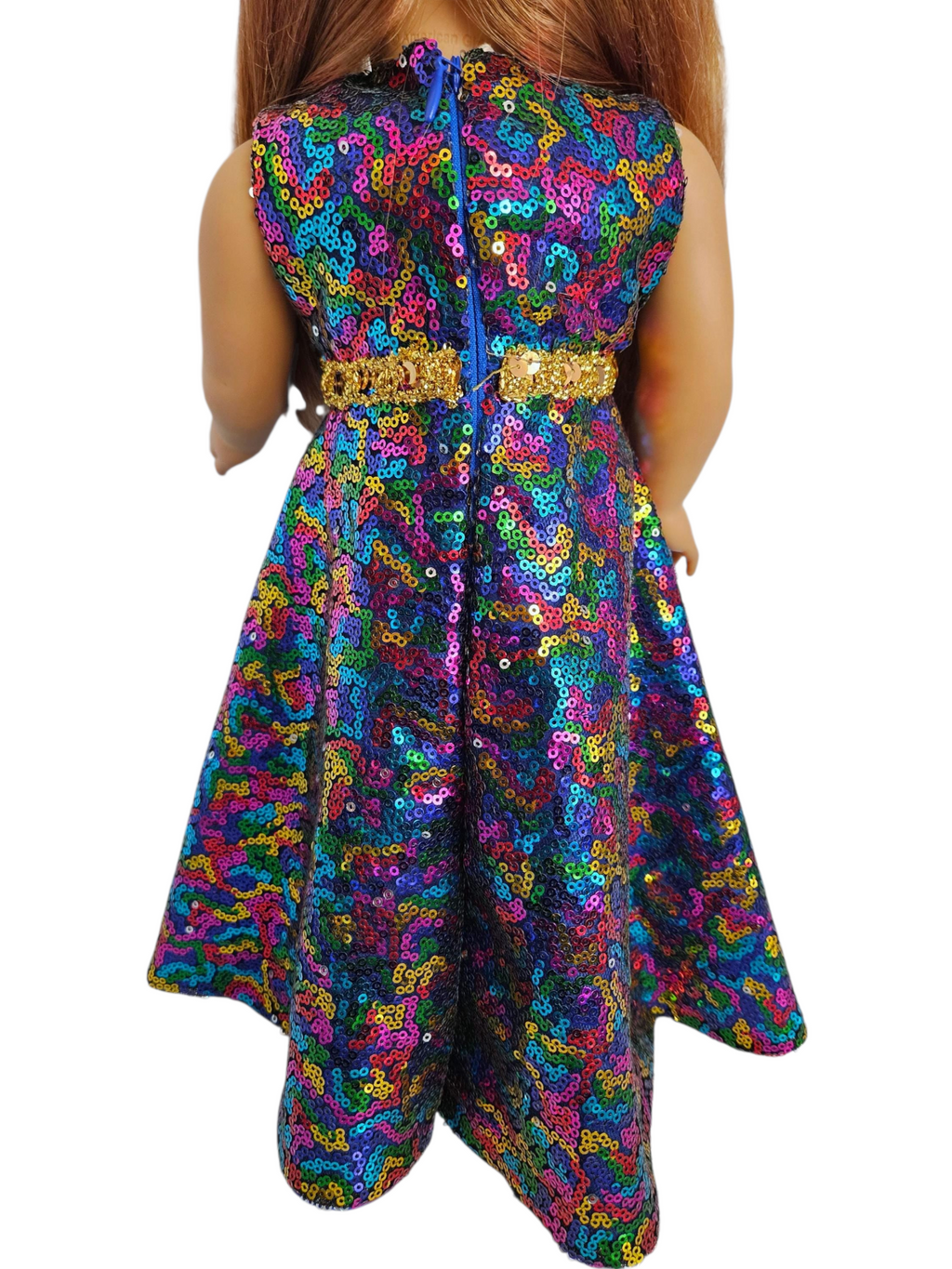 18 inch doll Multi Color Sequin Gown and Boa #505