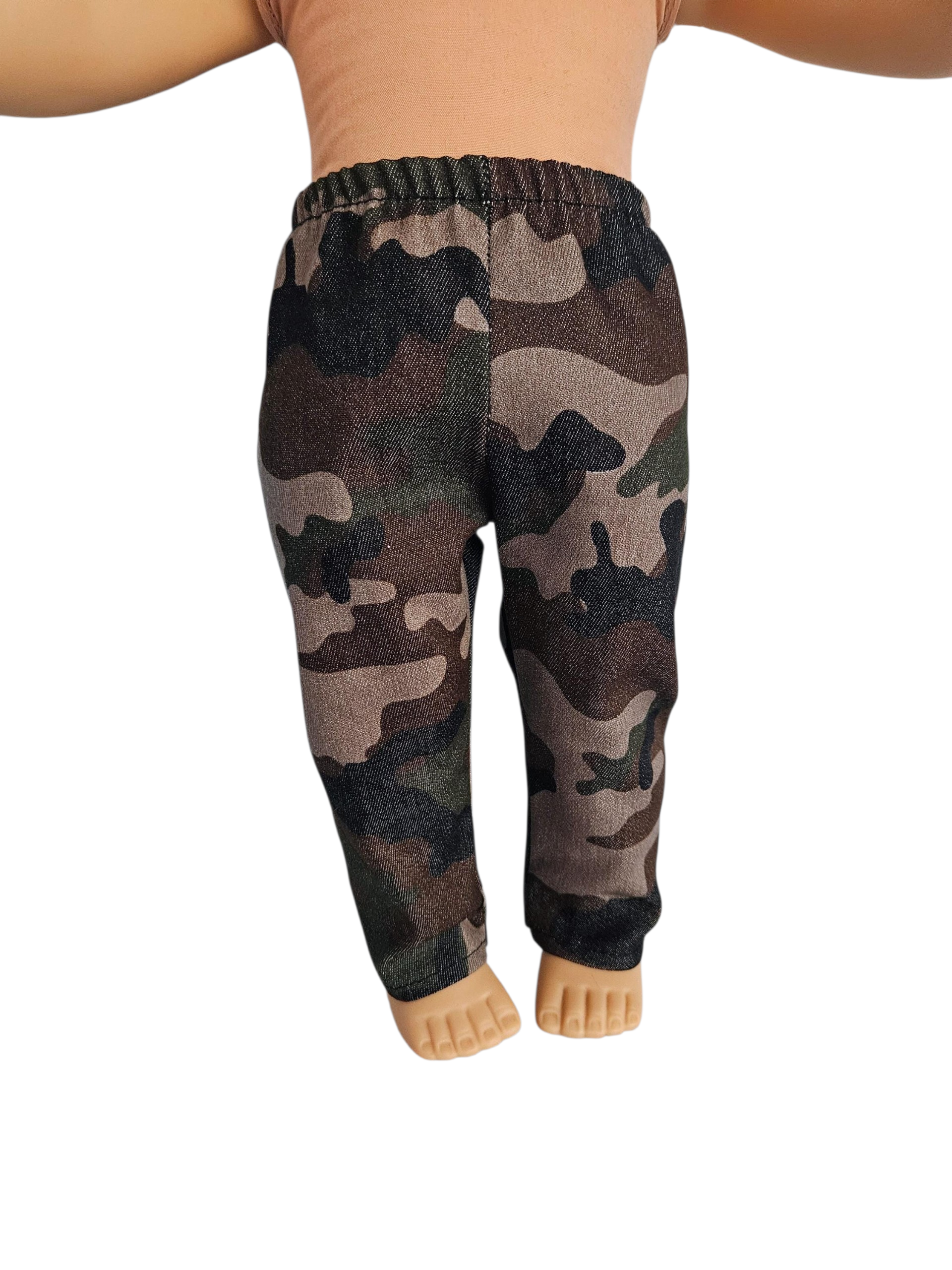 Camoflauge Pants & Black TShirt/handmade/18 inch boy doll