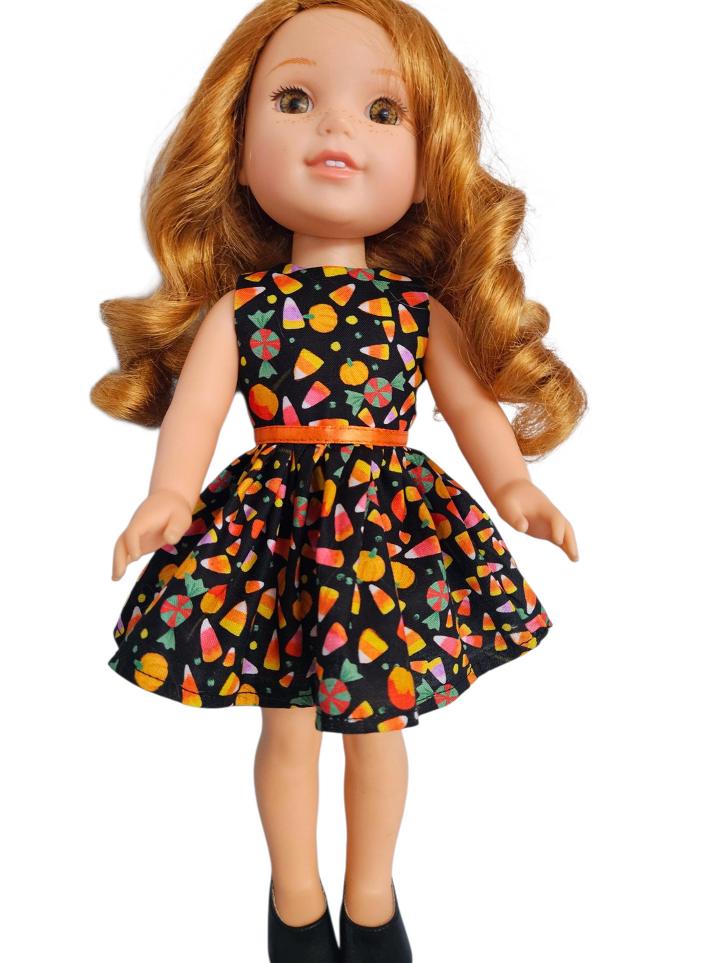 Candy Corn Cotton Dress/handmade/Wellie Wisher