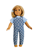 18 inch doll Checkered Bib Overalls & Tshirt