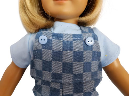 18 inch doll Checkered Bib Overalls & Tshirt