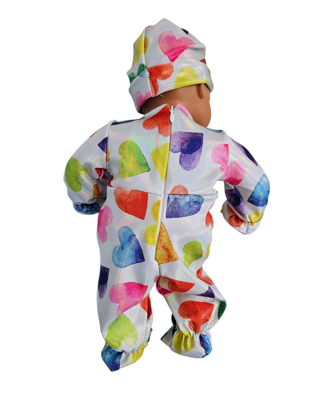 Colorful Hearts Sleeper and Cap/handmade/Bitty baby