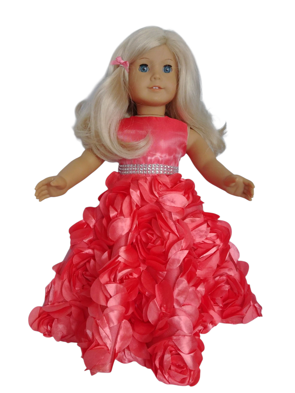 Coral Ribbon Rose Gown/handmade/AG doll/18 inch doll - #250
