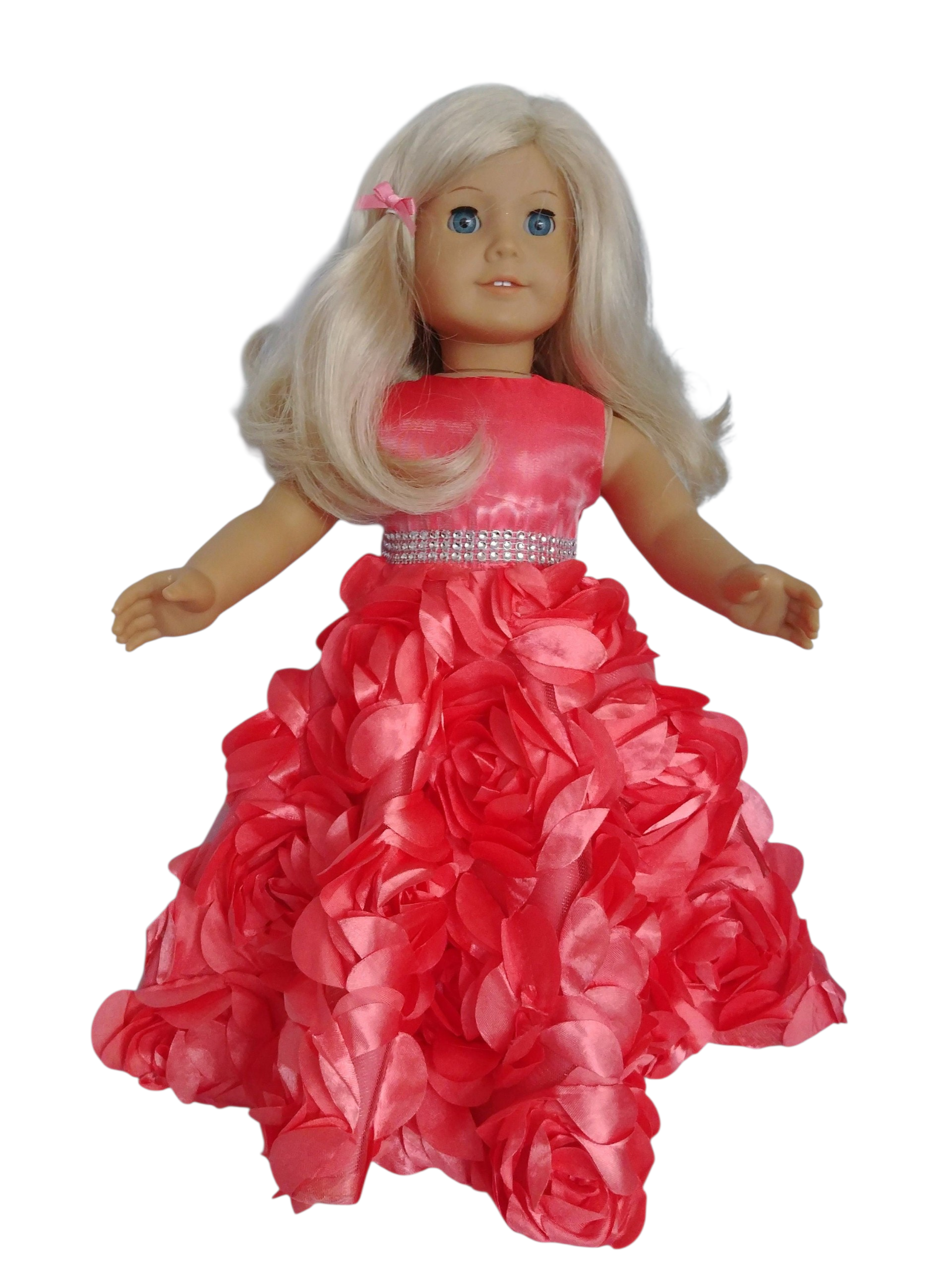 Coral Ribbon Rose Gown/handmade/AG doll/18 inch doll - #250