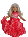 Coral Ribbon Rose Gown/handmade/AG doll/18 inch doll - #250