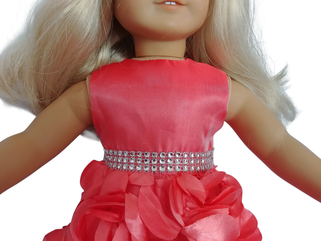 Coral Ribbon Rose Gown/handmade/AG doll/18 inch doll - #250