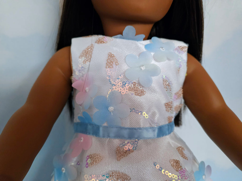 3D Petals/Sequin Gown and Boa/handmade/AG doll/18 inch doll -  #509