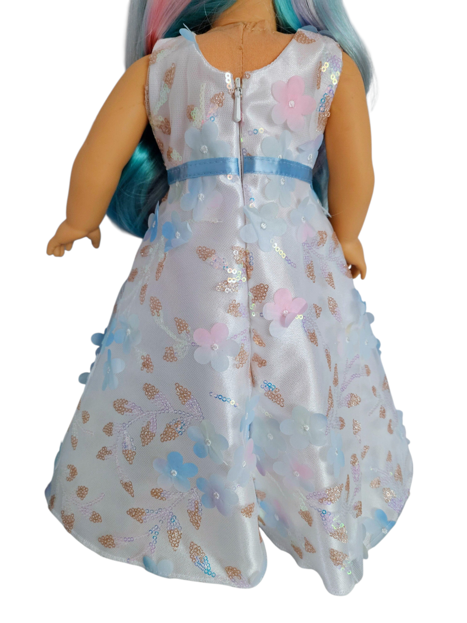 3D Petals/Sequin Gown and Boa/handmade/AG doll/18 inch doll - #509