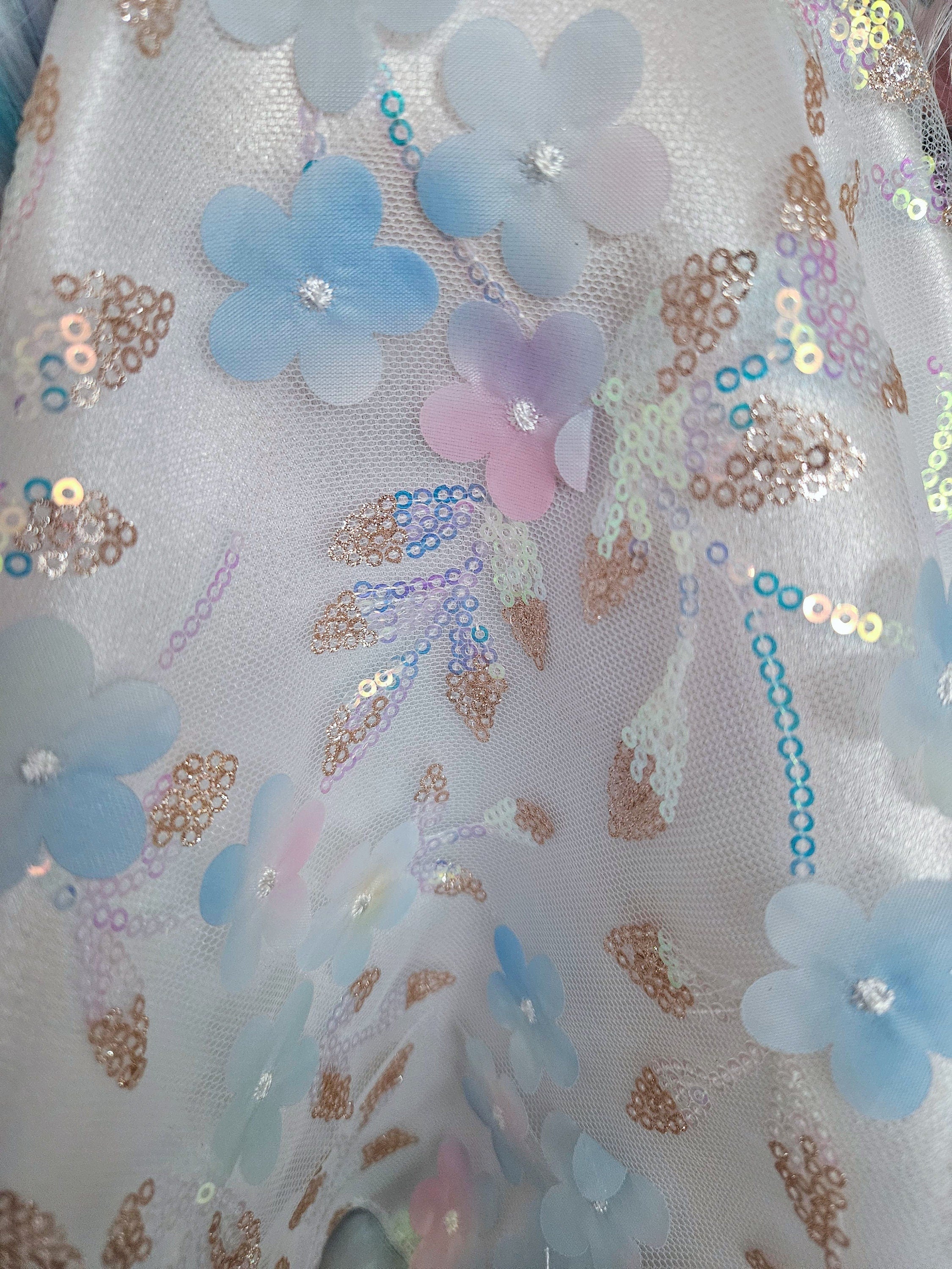 3D Petals/Sequin Gown and Boa/handmade/AG doll/18 inch doll -  #509